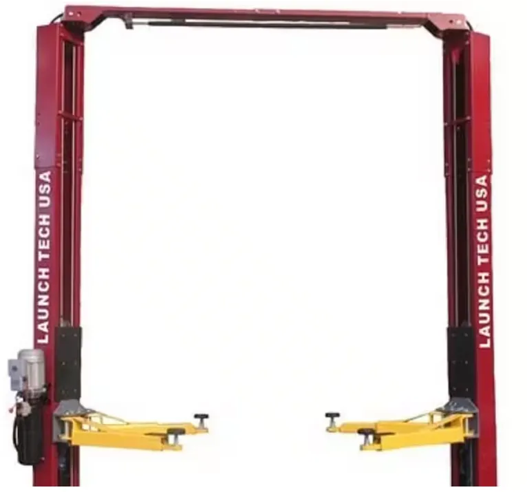 2-Post Car Lift Clear Floor 9,000 lbs. Asymmetric in Red